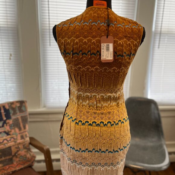 missoni 40 (us xs-s) nwt cottagecore crochet woven ochre dress - Picture 12 of 14